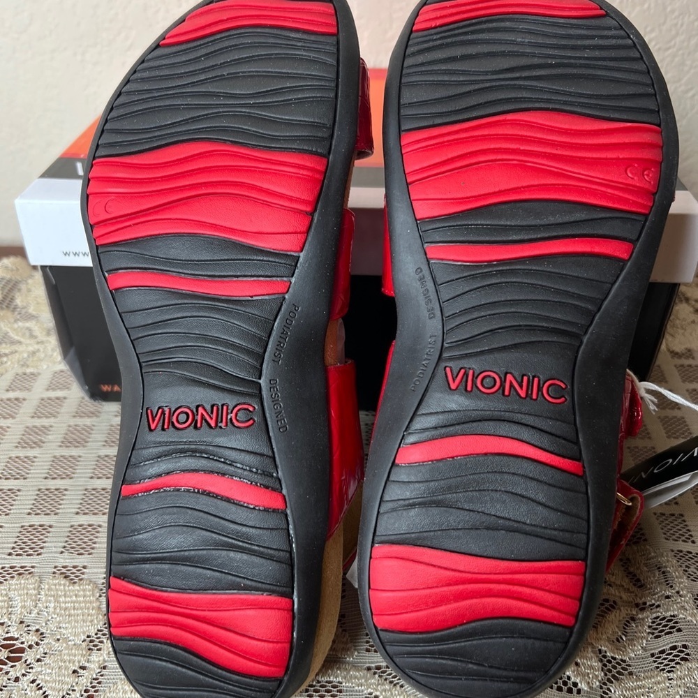 Vionic Red Strappy Comfort Sandals - Picture 5 of 6